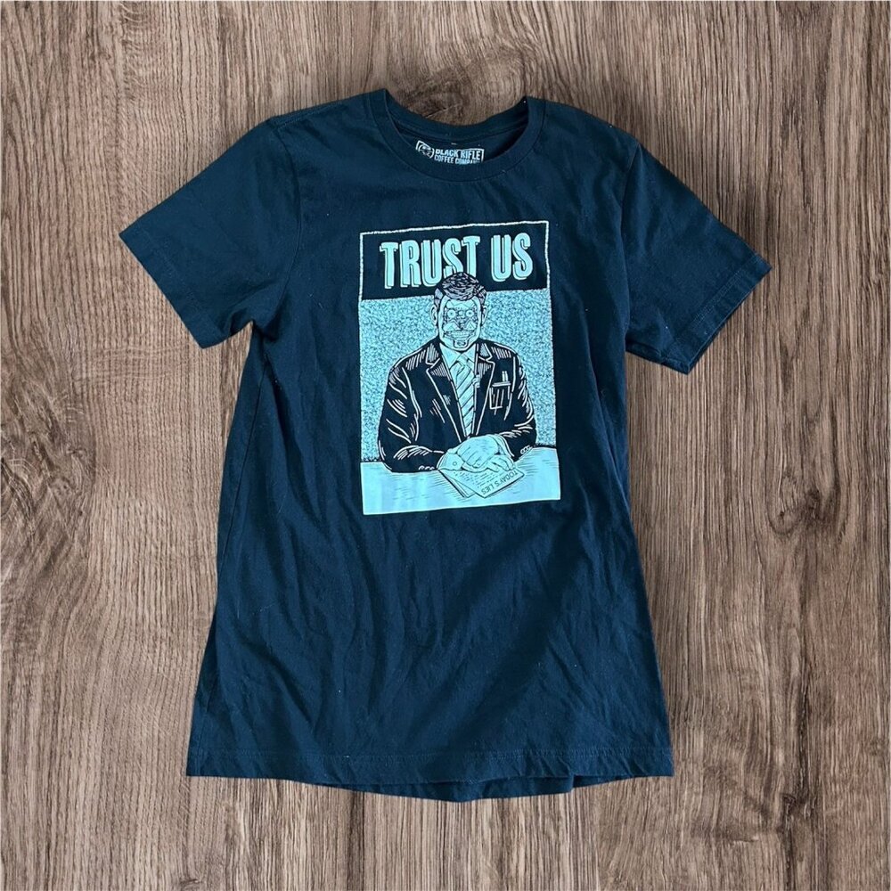 Black Rifle Coffee Company T Shirt Mens SZ M Black Trust Us Cotton Short Sleeves